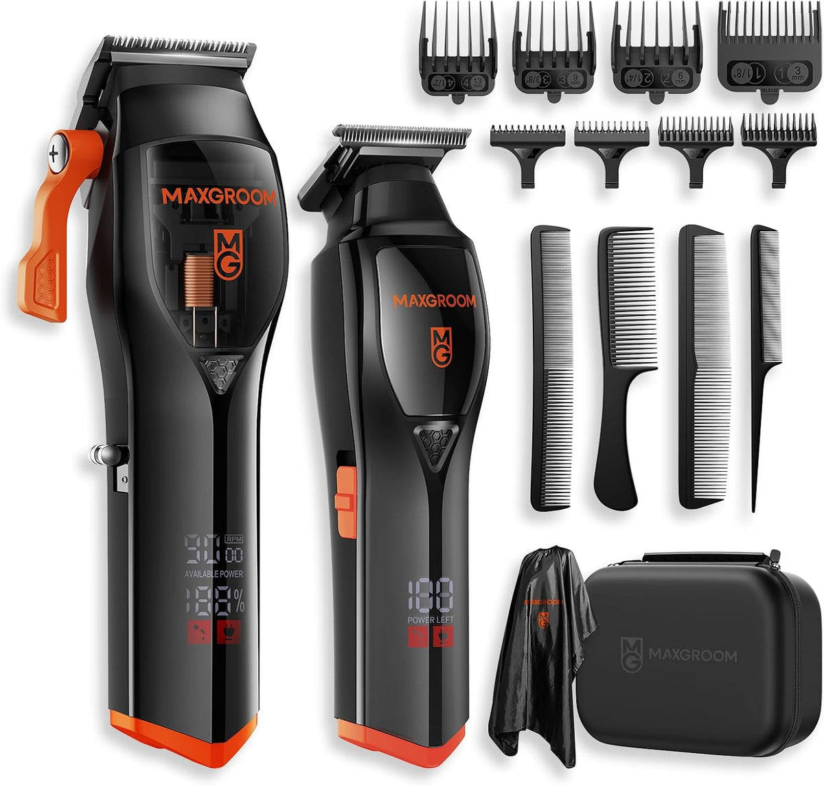MAXGROOM Maszynki do strzyżenia, 9000 obr./min, 63 dB – Czarny, praca bezprzewodowa, maszynka do strzyżenia, 9000 obr./min 2000 mAh Shaft