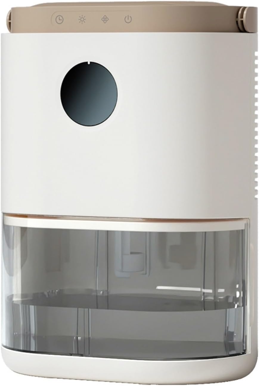 Osuszacz powietrza GMBAYUE – 2 l, 22,5 x 15 x 31 cm, 100 V, Biały – oświetlenie LED, Osuszacz, zegar, duży zbiornik – tłumik, światło LED 7 Kolory