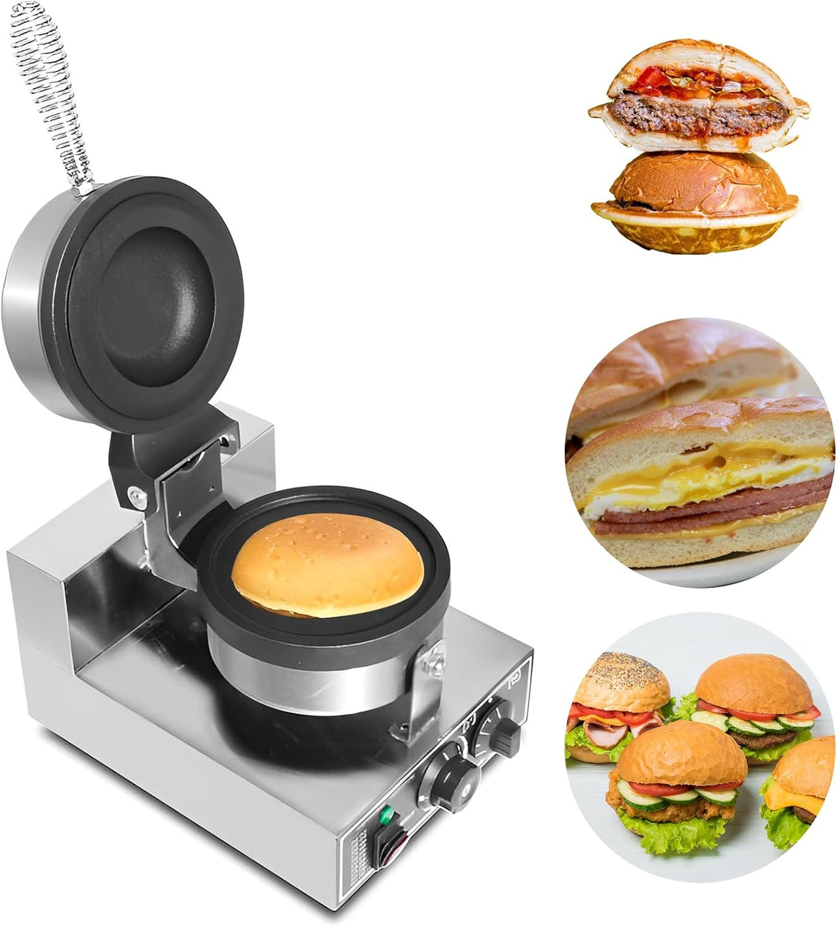 LIROPAU Grill, 113 mm, Czarny, Maszyna do burgerów – Prasa, panini i croque- monsieur, 50 do 300°C, profesjonalny – do hamburgerów