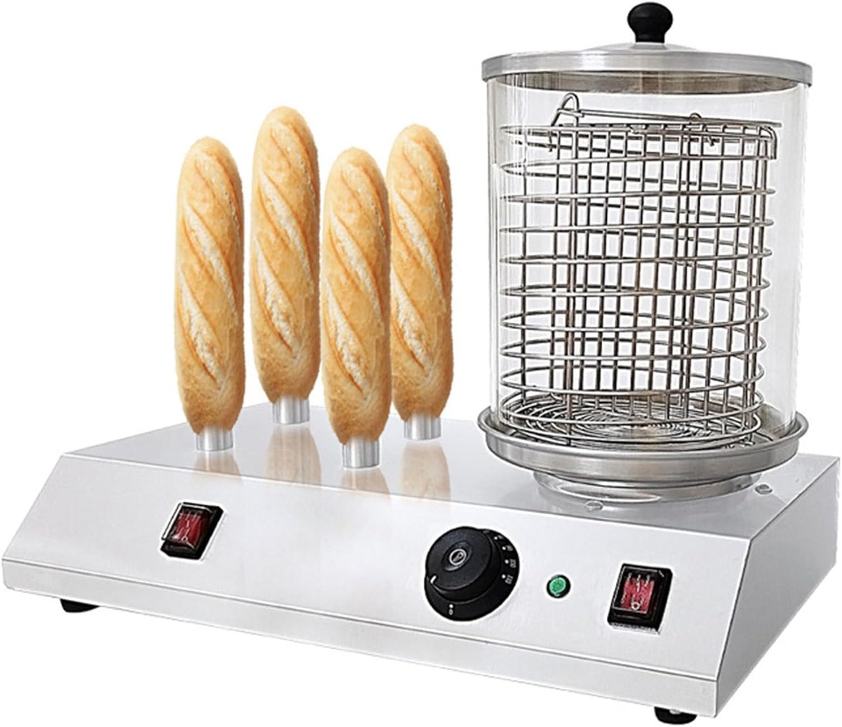 Toster Oiyekntd, 185 mm – 220 V, Czarny, stal nierdzewna, profesjonalny – elektryczny, komercyjny hot-dog