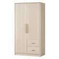 Armario de madera con puertas y cajones 180x80x50 cm color beige