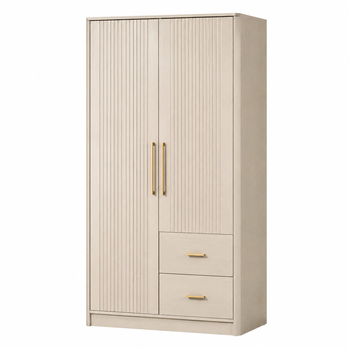 Armario de madera con puertas y cajones 180x80x50 cm color beige