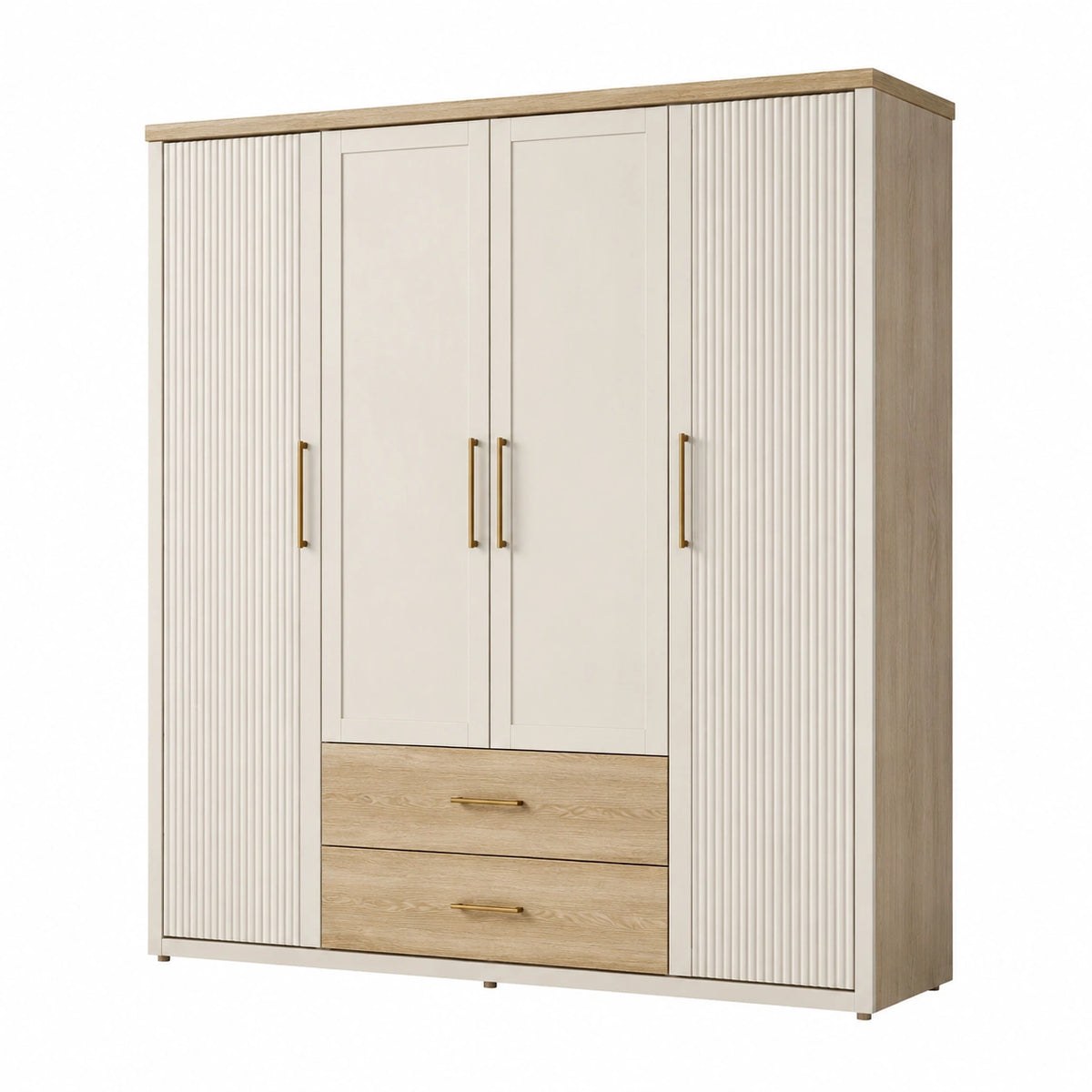 Armario de Madera y MDF con Puertas y Cajones Blanco Claro y Roble
