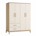 Armario de madera y MDF con 4 puertas y 2 cajones color beige