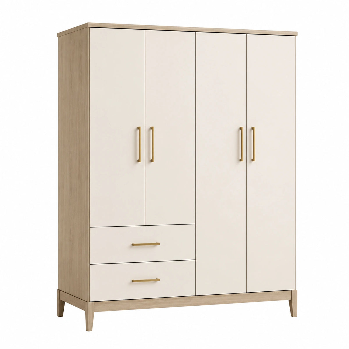 Armario de madera y MDF con 4 puertas y 2 cajones color beige