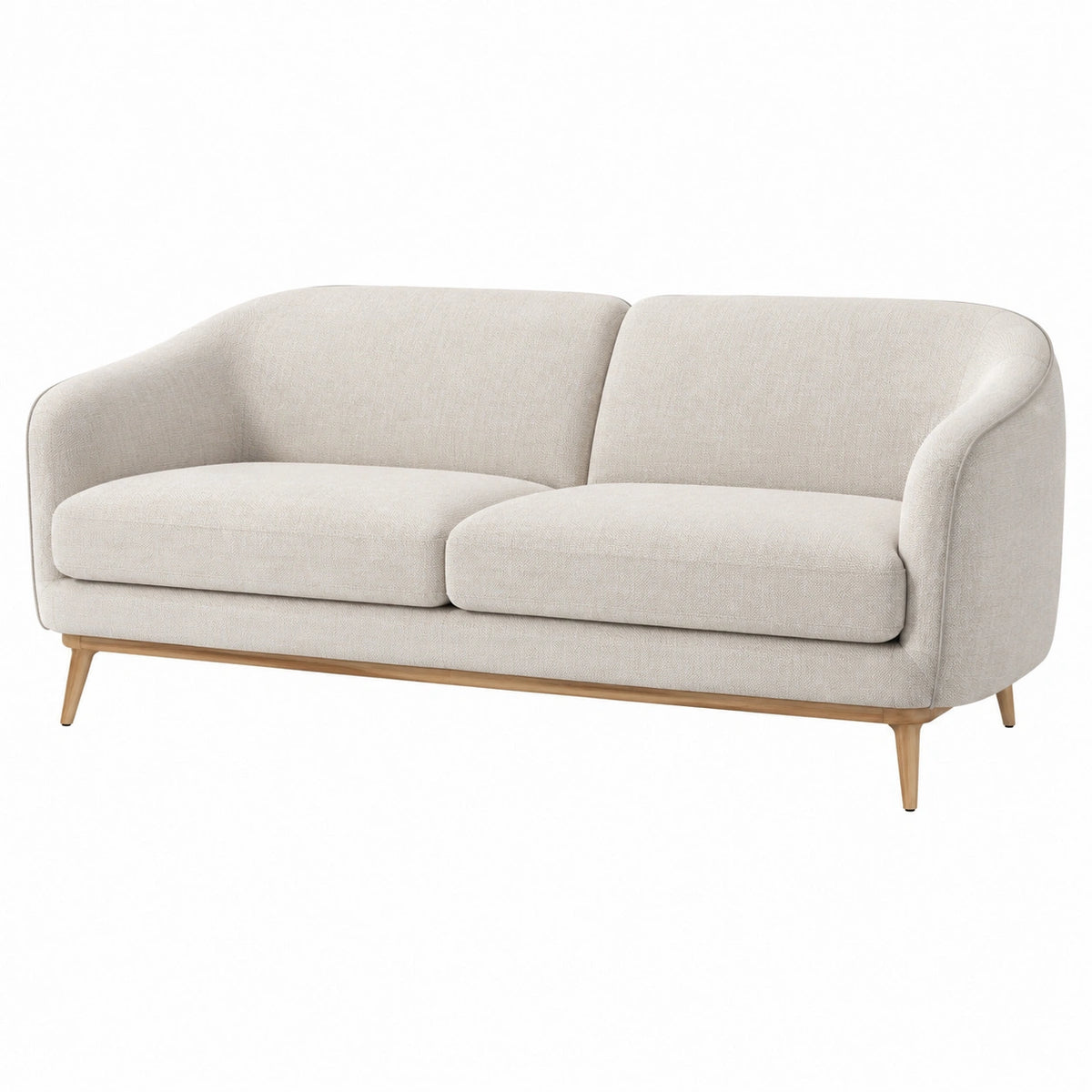 Sofá de Tela Beige con Patas de Madera