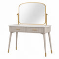 Tocador de Madera con Espejo Ajustable Beige y Dorado