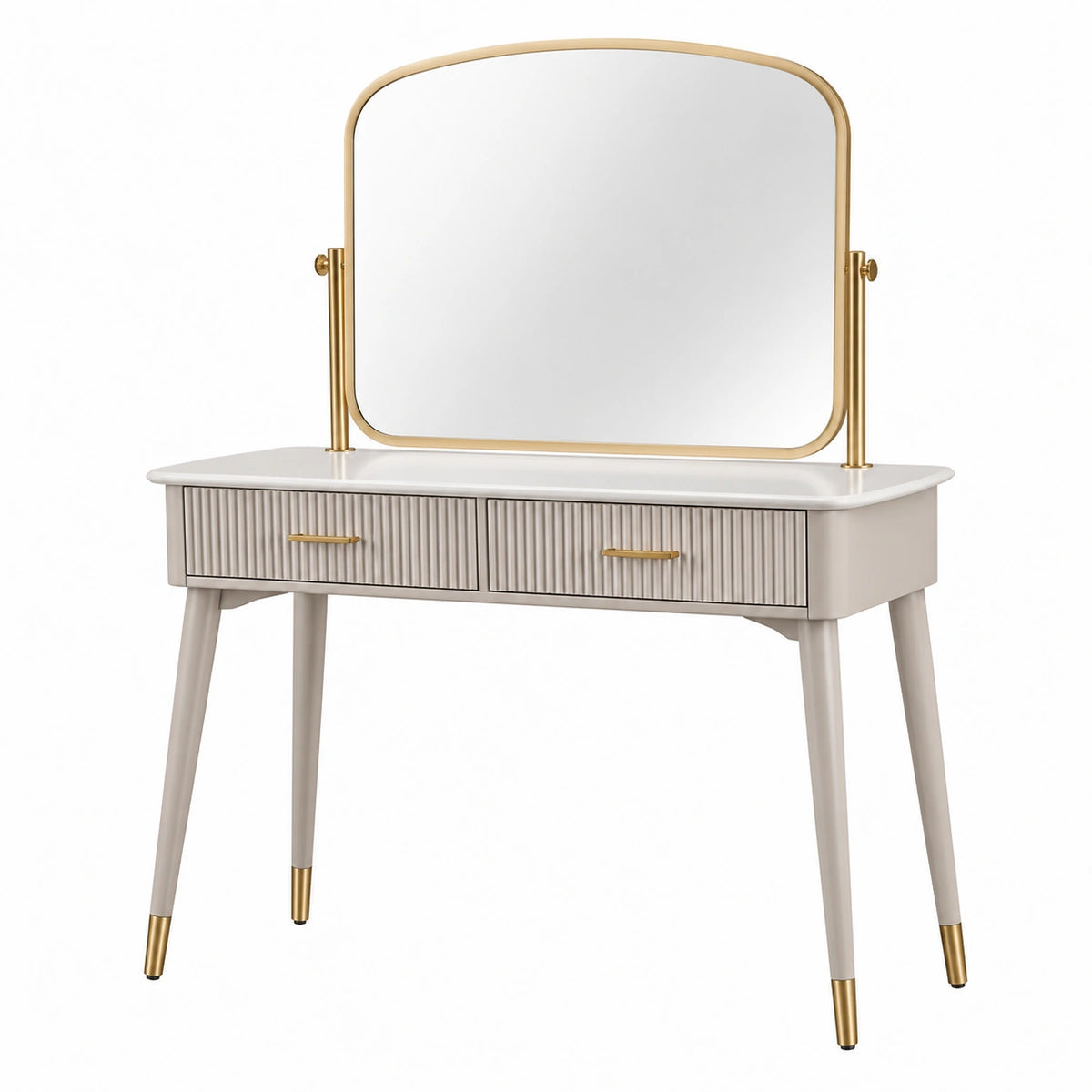 Tocador de Madera con Espejo Ajustable Beige y Dorado