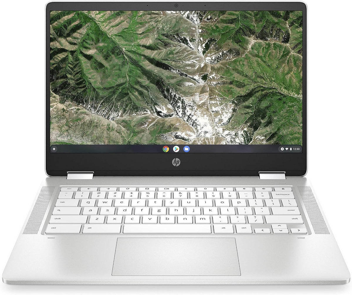HP Laptopy 2 w 1, N4120, Biały, Chromebook x360 Laptop – 14' ekran dotykowy, Intel Celeron N4120, 4 GB DDR4 RAM, 64 GB eMMC – Intel UHD Graphics 600