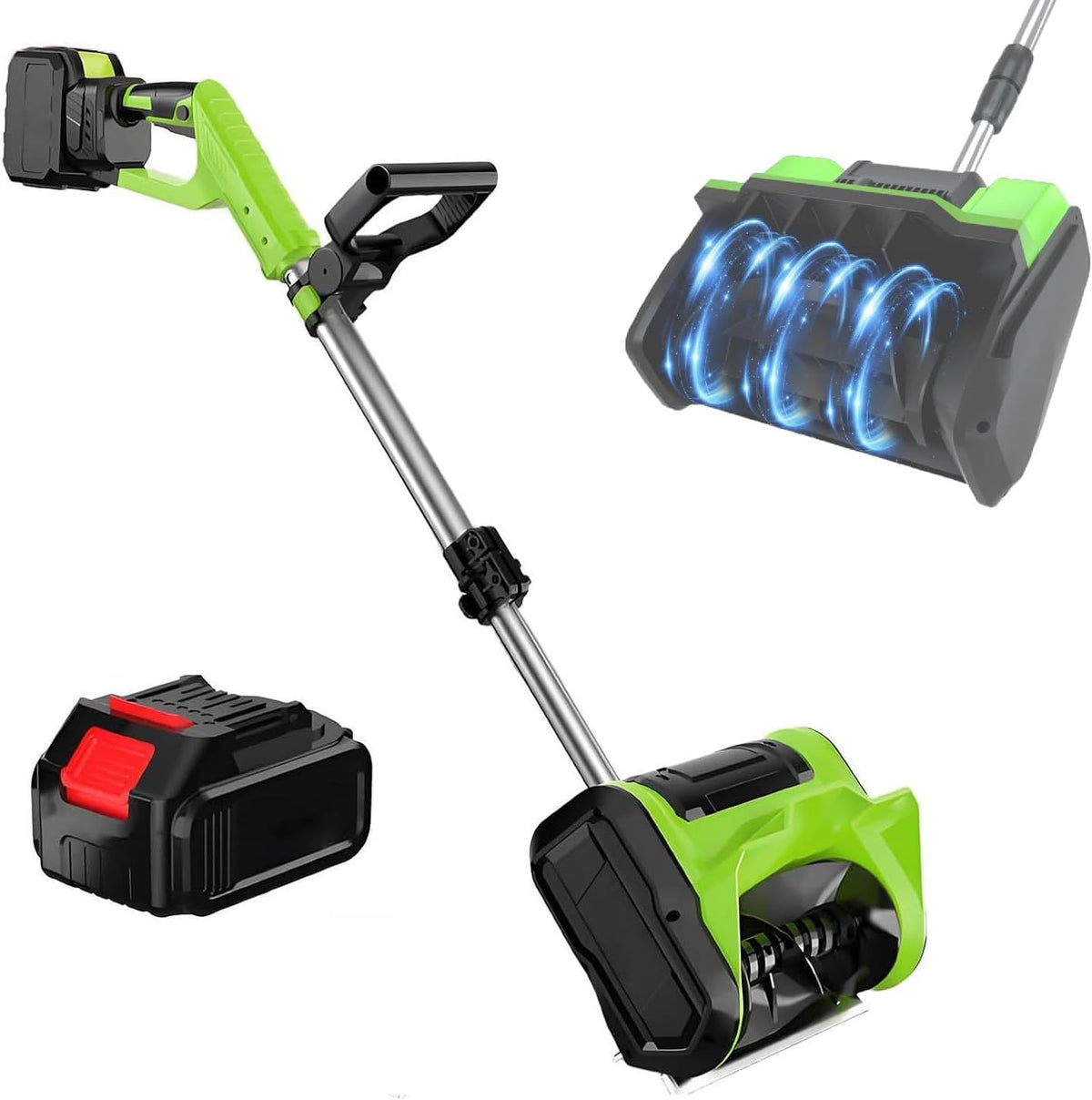 Odśnieżarka – maszyna do odśnieżania, 1200 W, 22,6 cm, 2800 obr./min – Zielony/Czarny/Srebrny, składana konstrukcja, praca bezprzewodowa, Elektryczna