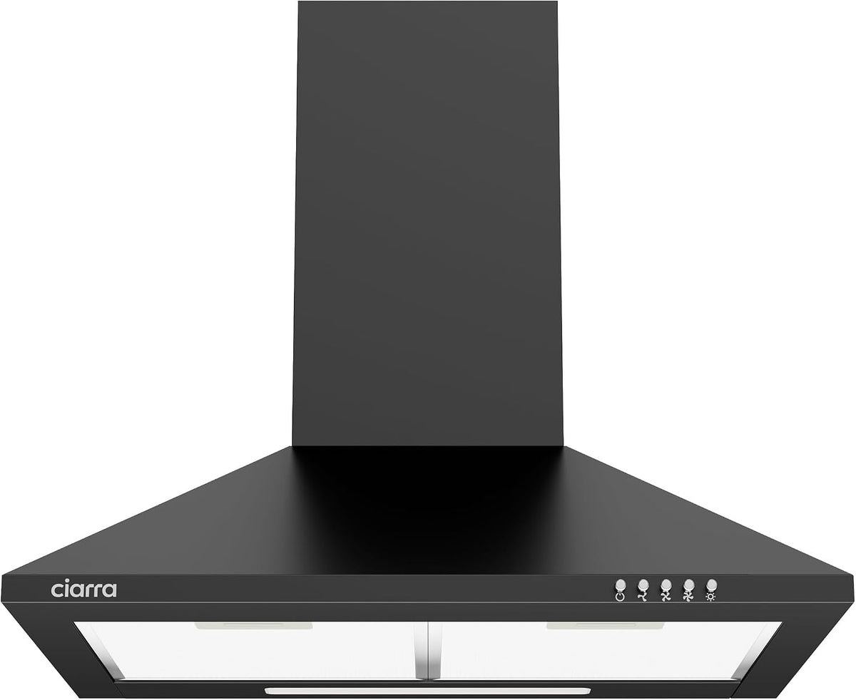 Okap kuchenny CIARRA, 60 cm, 62 dB – Srebrny / Czarny, oświetlenie LED, Osłona ssąca CIRRA, 370 m3 / h – klasa E- energetyczna, ewakuacja i recykling