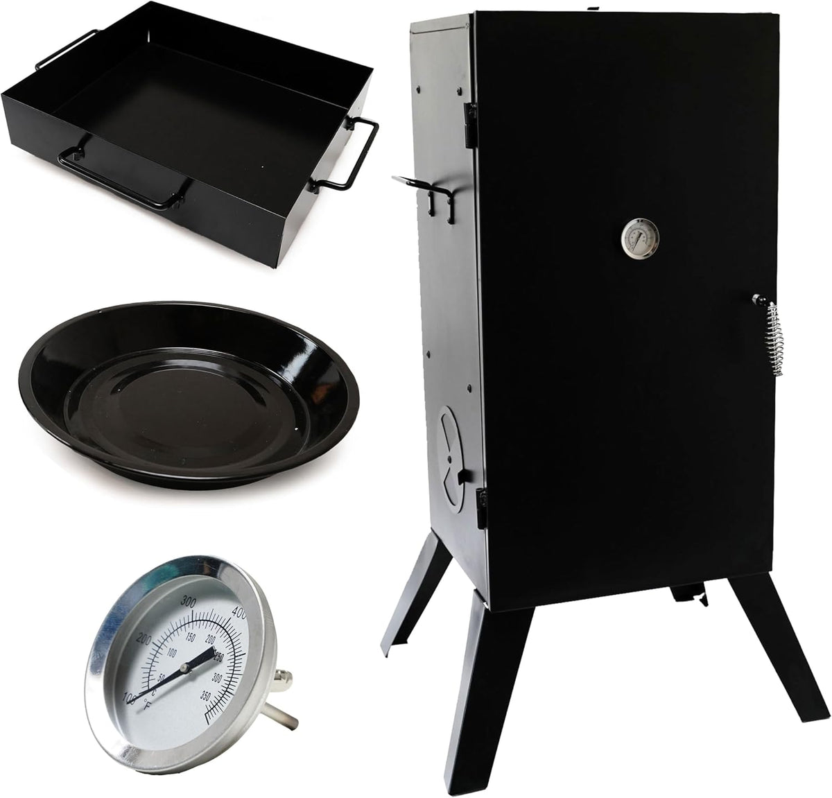 Grill EUROCATCH, 100x56x49 cm, 4 litry – Brązowy, Termometr, Szafa, 100 cm – Drewno