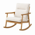 Mecedora de Madera con Asiento de Tela Beige