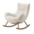 Mecedora con tejido bouclé y base de madera beige 95x70x90 cm