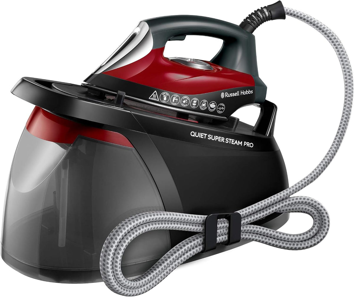 Russell Hobbs Żelazko parowe – 2750 W, 8 bar, 315 g, Czarny – Cichy Superteam Pro, para Iron, Ciśnienie 8 bar, 315 g strumień pary