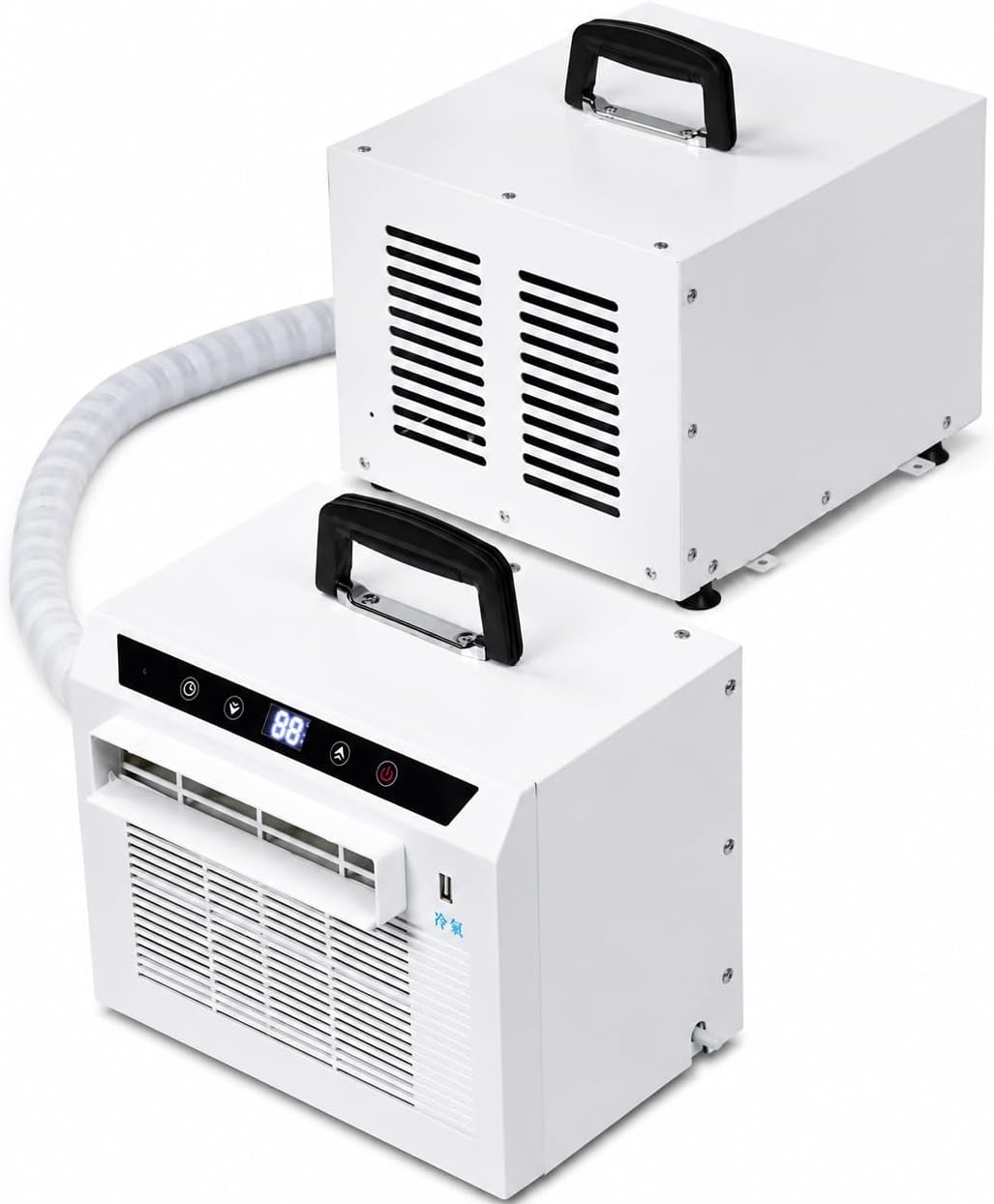 Klimatyzator przenośny, klimatyzator mobilny, Biały, automatyczne wyłączanie – Klimatyzator, 130 m3 / h, licznik czasu, kemping – wymienne, camper