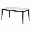 Mesa de mármol sintético y metal con detalles en latón 140x80x75 cm blanco/negro