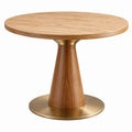 Mesa redonda de madera de roble y metal dorado 90 cm