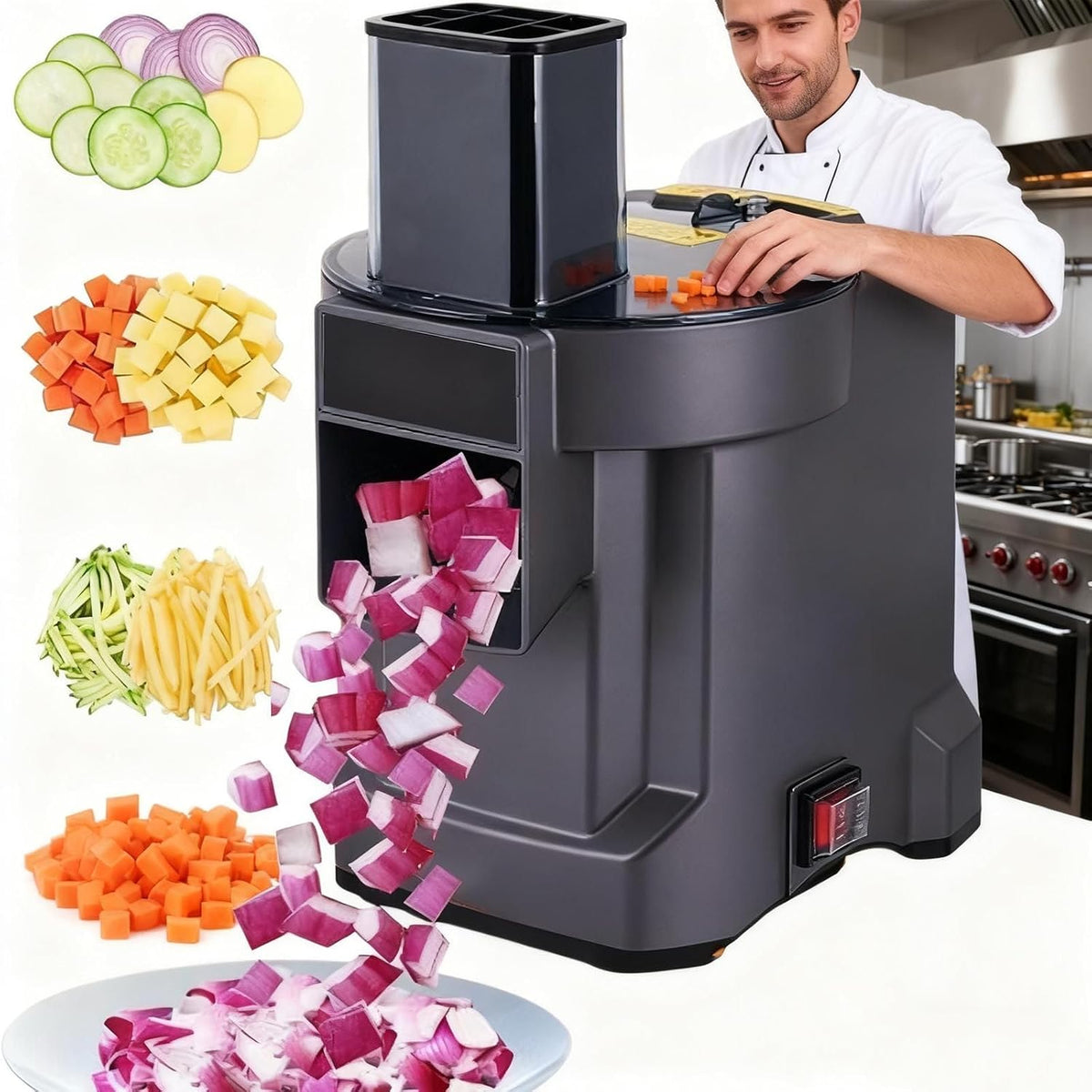 Miniroboty i śmigłowce lealovengzh, 20.6 x 25.9 x 35,1 cm, 100 W, Czarny – LéGumes cut in Lamella, for profesjonalny Hachoir for Fruits and LéGumes