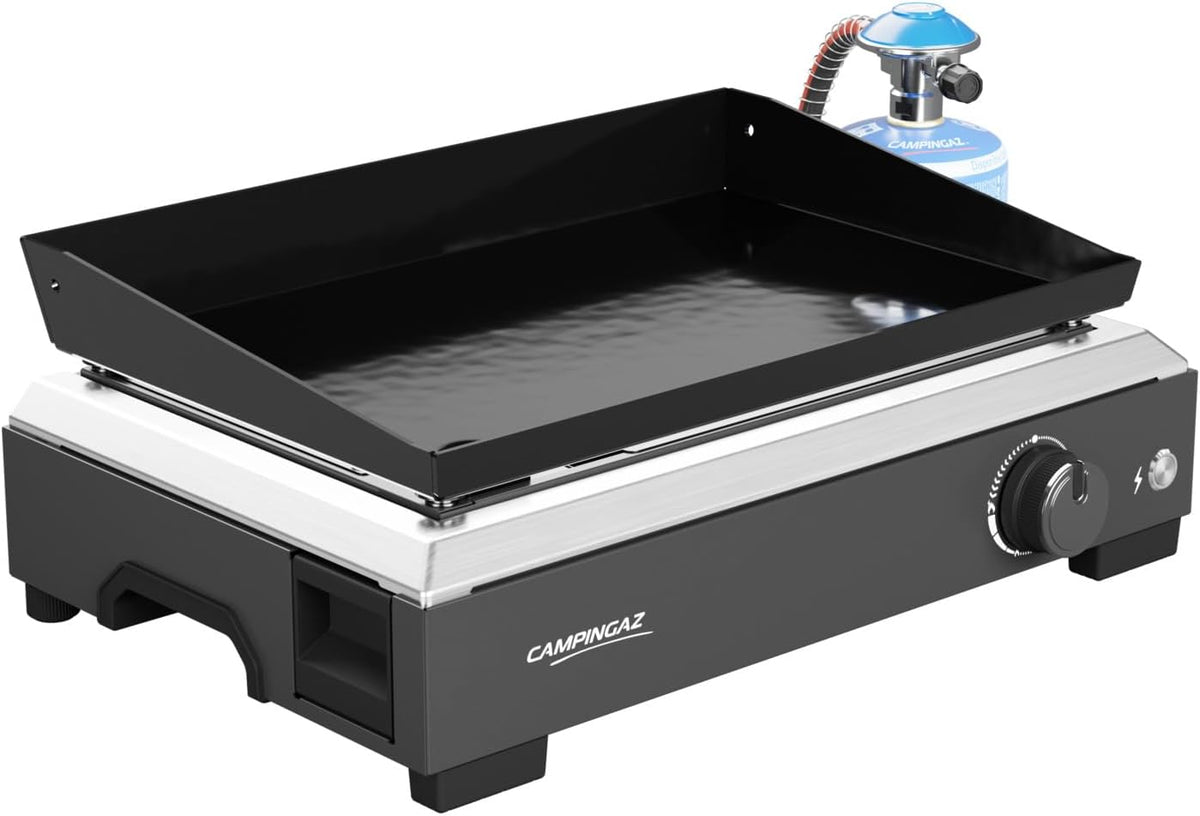 CAMPINGAZ PlanchasCity in Germany, 8 kW – 66x39x20 cm, 10,5 kg, Srebrny, funkcja grilla – plancha gazu Othello 1 CV, Przenośny bar