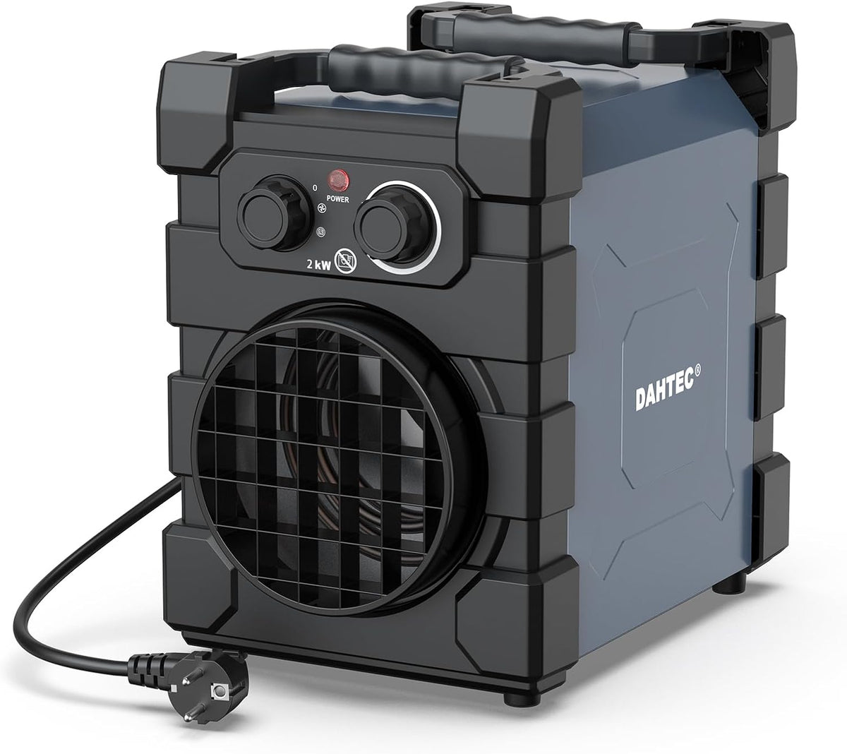 DAHTEC Grzejnik elektryczny, 2000 W – 240 V, 20 m, Czarny, termostat i ochrona przed przegrzewaniem – profesjonalny