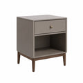 Mesita de noche MDF y madera de haya gris con cajón
