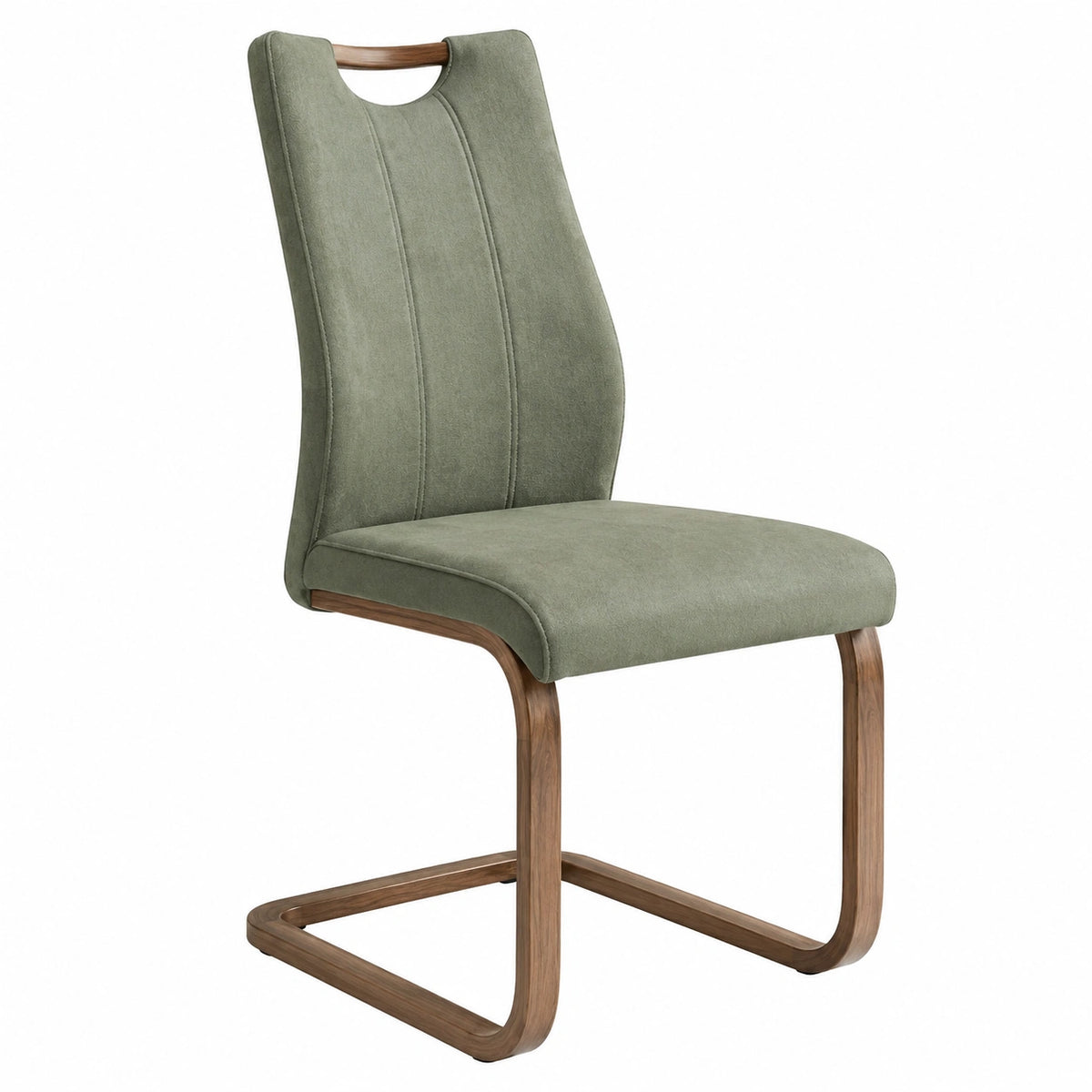 Silla de comedor de madera y metal tapizada en poliéster verde 95x45x60 cm