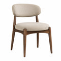 Silla de comedor de madera y tela de poliéster beige