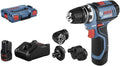 Bosch Professional Wiertarki i wkrętaki, 12 V – 2.0 Ah, 132 mm, Niebieski/Czarny/Czerwony, metal – 5 w 1, ładowarka GAL 12V-40, 4 wymienne uchwyty
