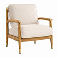 Sillón de madera de roble con cojín de tela color crema