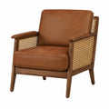 Sillón de piel sintética y madera marrón
