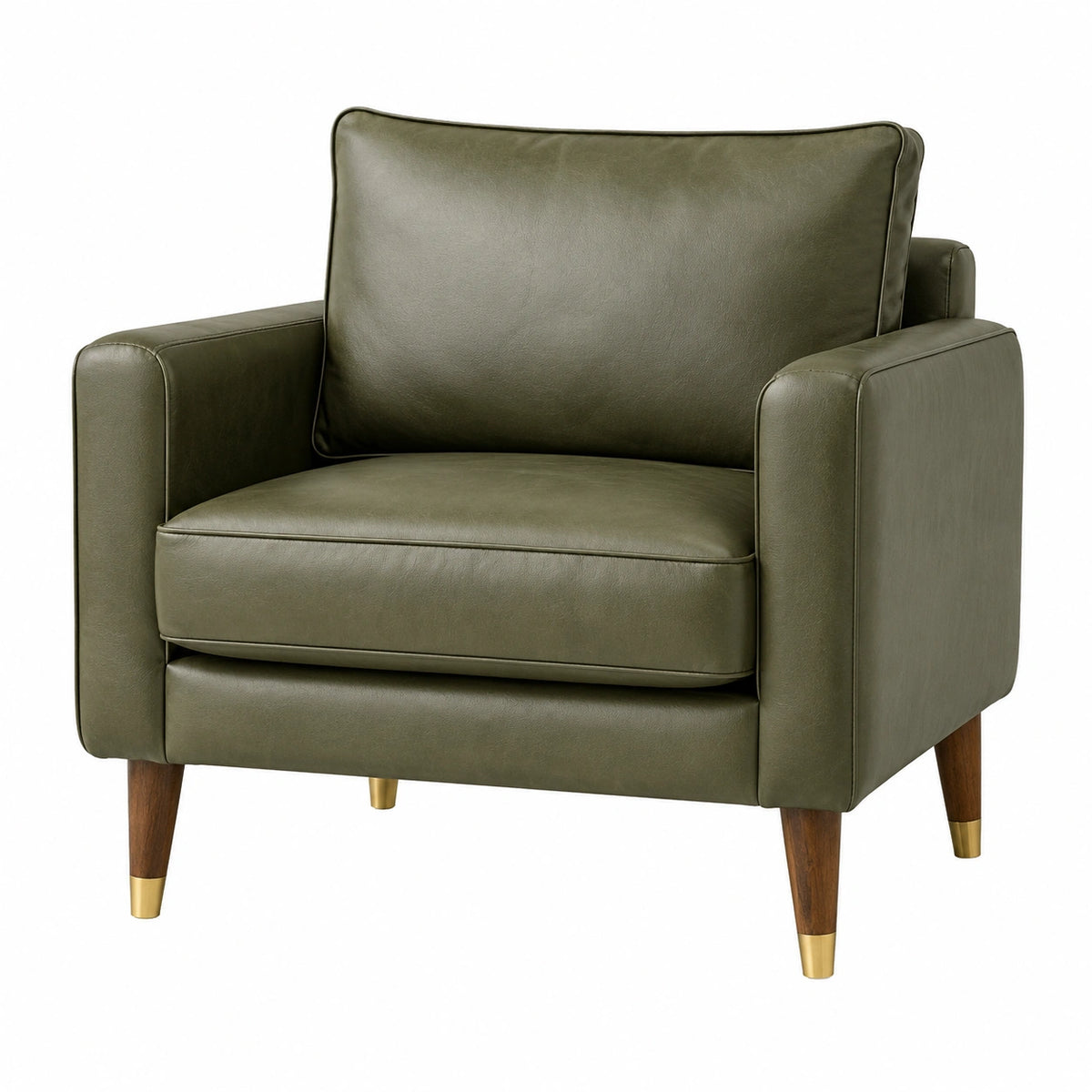 Sillón de cuero sintético verde oliva 85cm x 90cm x 80cm
