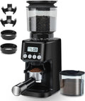 Homtone Maszyny do obróbki metalu – 160 W, 270 g, 53 mm, Srebrny / Czarny – stal nierdzewna, młyn do ziaren kawy, 51 poziomów, czarny – dla Espresso