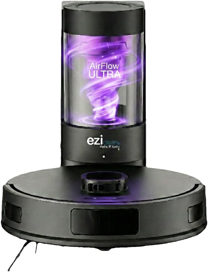 Robot sprzątający EZICLEAN, odkurzacz automatyczny – 2.5 l, Czarny, odkurzacz robot, odkurzacz LIDAR podłączony do powietrza Ultra