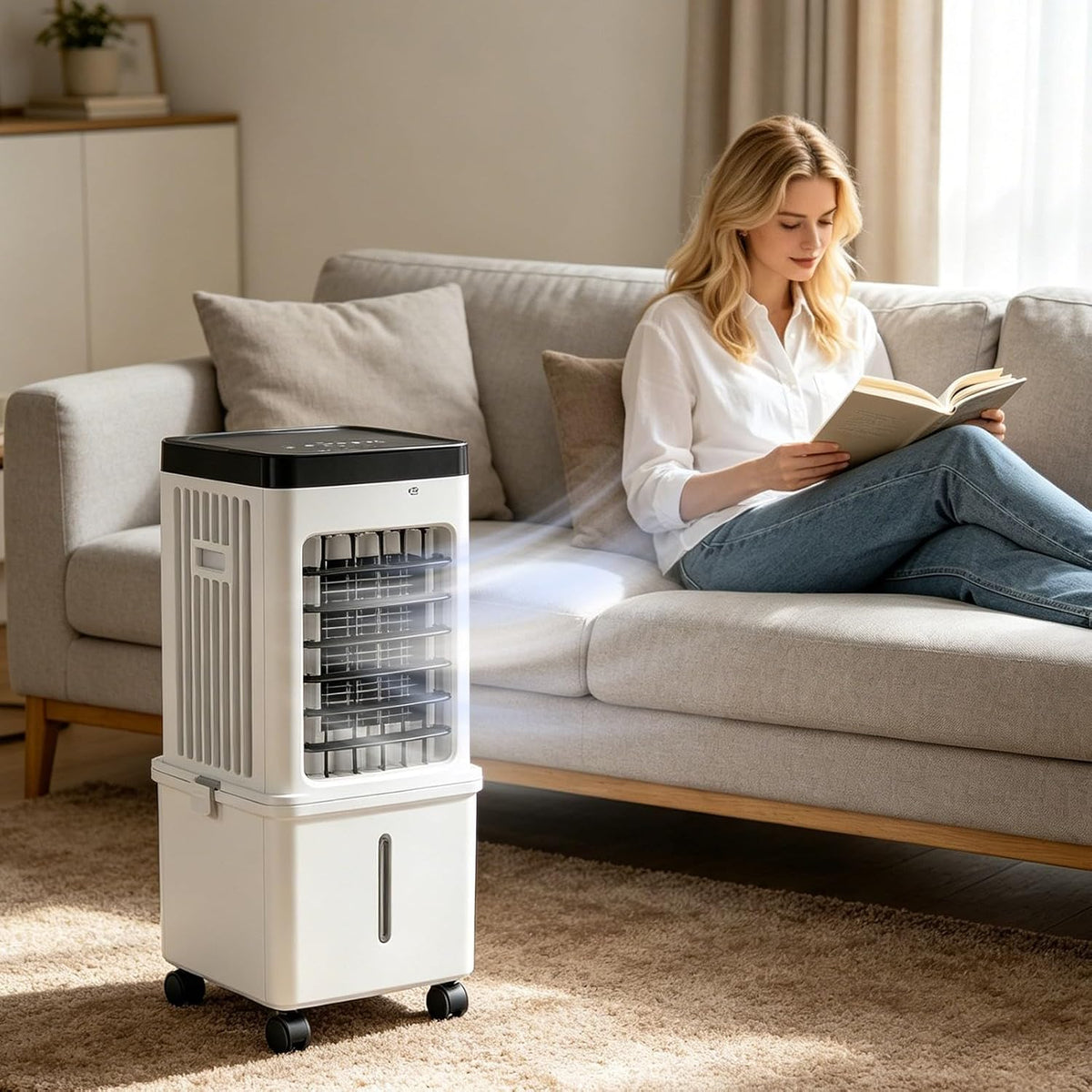 Klimatyzator przenośny, klimatyzator mobilny, Biały, Klimatyzator – przenośne, licznik, tłumik, kemping – wymienne