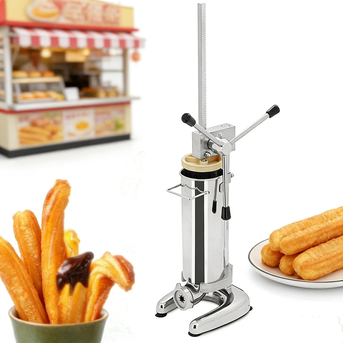Maszyny do obróbki danych – 190 x 230 x 700 mm, 5,6 kg, 2 l, Srebrny – stal nierdzewna, Maszyna Churros, Maszyna Donut, profesjonalny