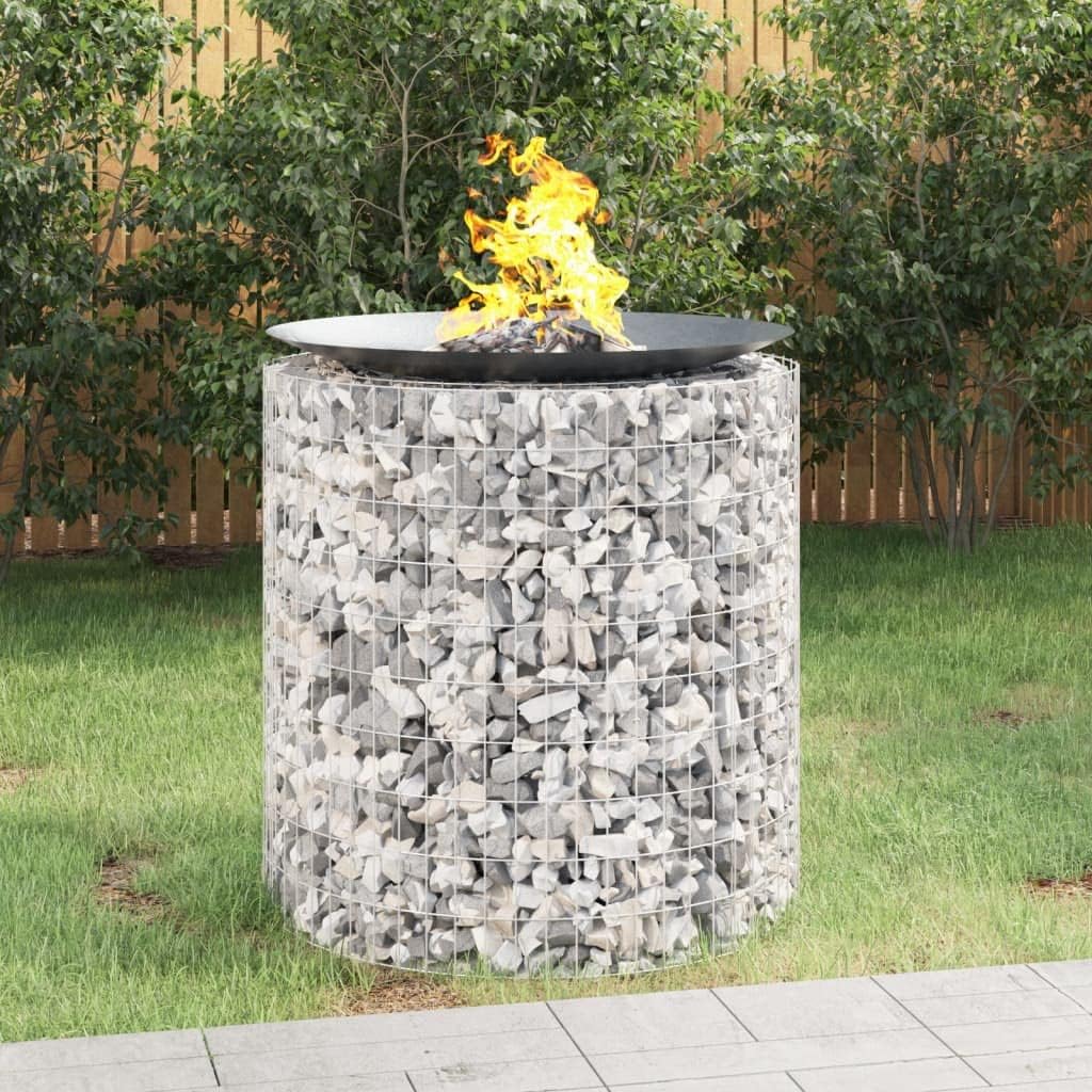 Grzejnik elektryczny Mokuyary – 100 cm, Czarny, funkcja grilla, plener – kemping, Gabion kominek Ø 100 cm Żeliwo galwanizowane Brasero