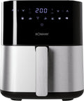 Frytkownica beztłuszczowa Bomann, air fryer – 5 l, Czarny / Srebrny, stal nierdzewna, oświetlenie LED – FR 6069 suszarka na gorące powietrze