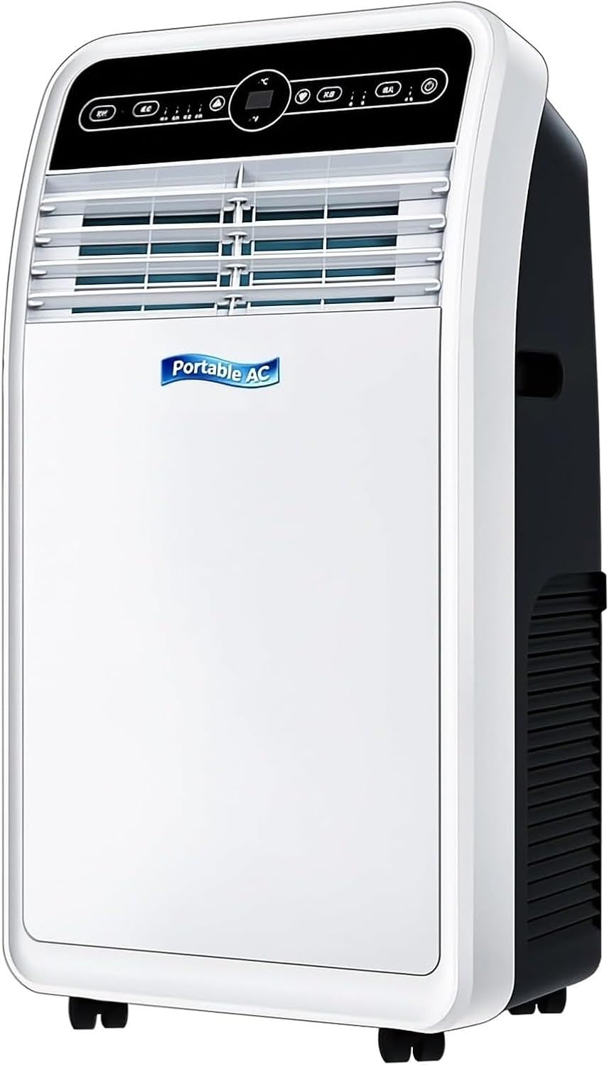 Klimatyzator HUANQIN – 3 W, 9000 BTU, Biały, 3 w 1 – 3 -in-1, koła podróżne, dekoracja salonu, 9000 brytyjskich jednostek termicznych
