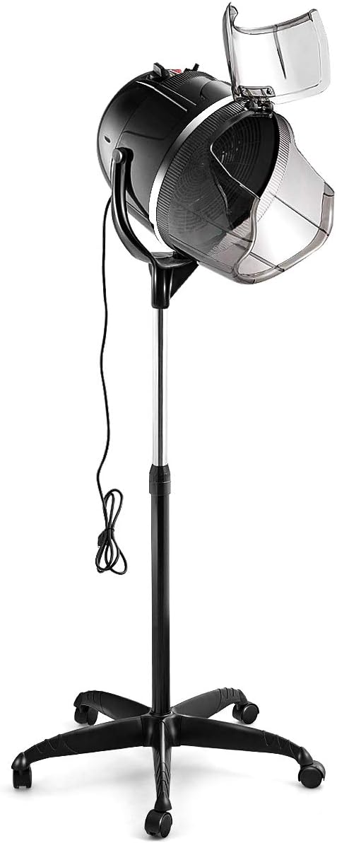 Hełmy podgrzewane GOPLUS, 160 CM – 1050 W, 240 V, Czarny, regulowana wysokość – 125- 160 CM Regulowany, licznik czasu, profesjonalny