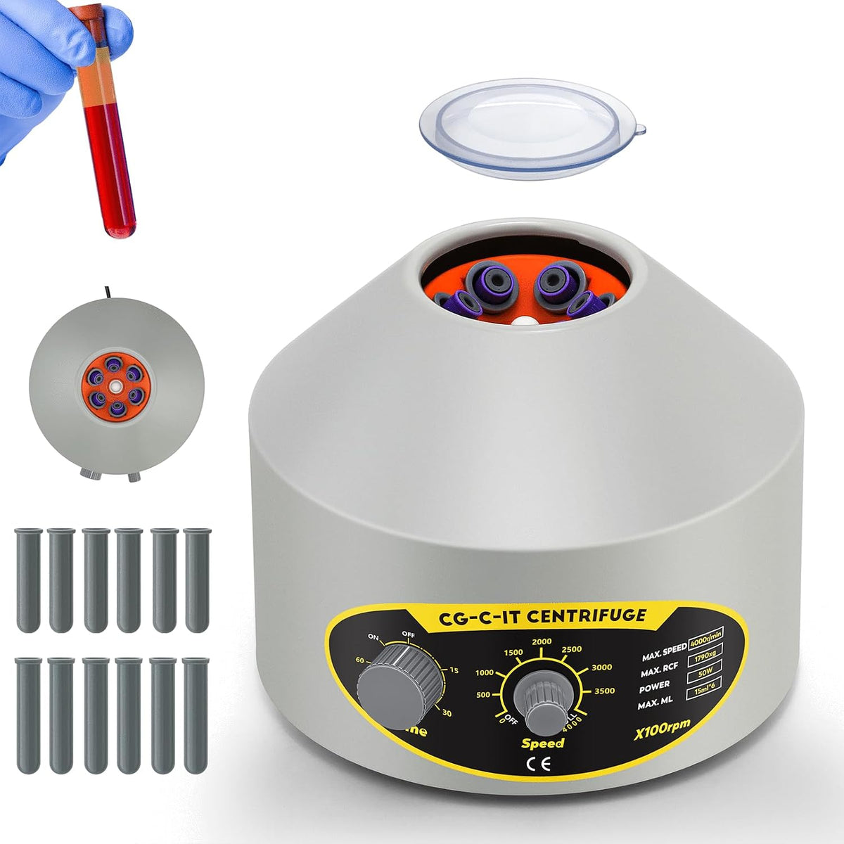 Sokowirówka CGOLDENWALL, 4000 obr./min, 15 ml – 2,7 kg, Czarny, 4000 obr./min 1790xg 2 Adapter gry, Mini PRP PRF Micro- Center Laboratory – 6x15 ml