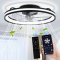 Daromigo Wentylator sufitowy, 50 cm, 18 W, Czarny – oświetlenie LED, Bluetooth, pilot zdalnego sterowania, Wentylator – zegar, 3 temperatury kolorów