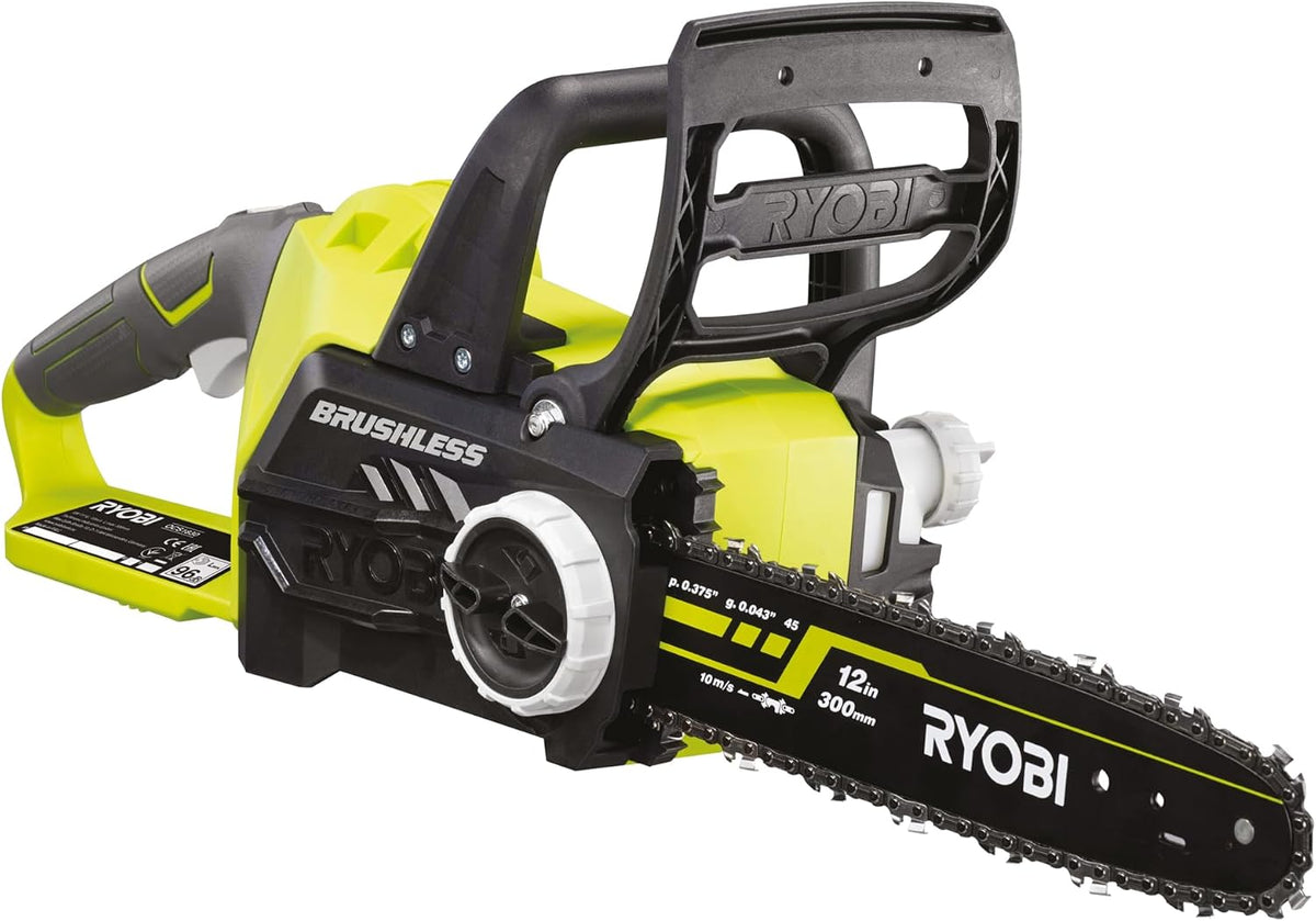 RYOBI Piły łańcuchowe, OCS1830, 18 V, 30 cm – Czarny/Żółty, Pilarka Łańcuchowa 18 V, Silnik Bezszczotkowy, Długość Prowadnicy 30 cm
