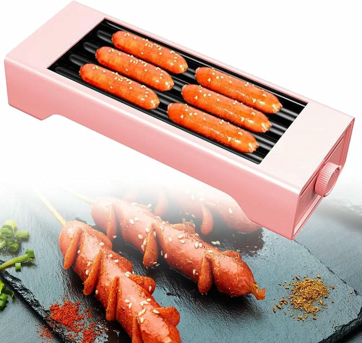 SaryEdge Grill, 42 x 12 x 9 cm – 340 W, 1,25 kg, Srebrny, stal nierdzewna – Czteropręty Hot Dogs Maszyna, Funkcja grzewcza