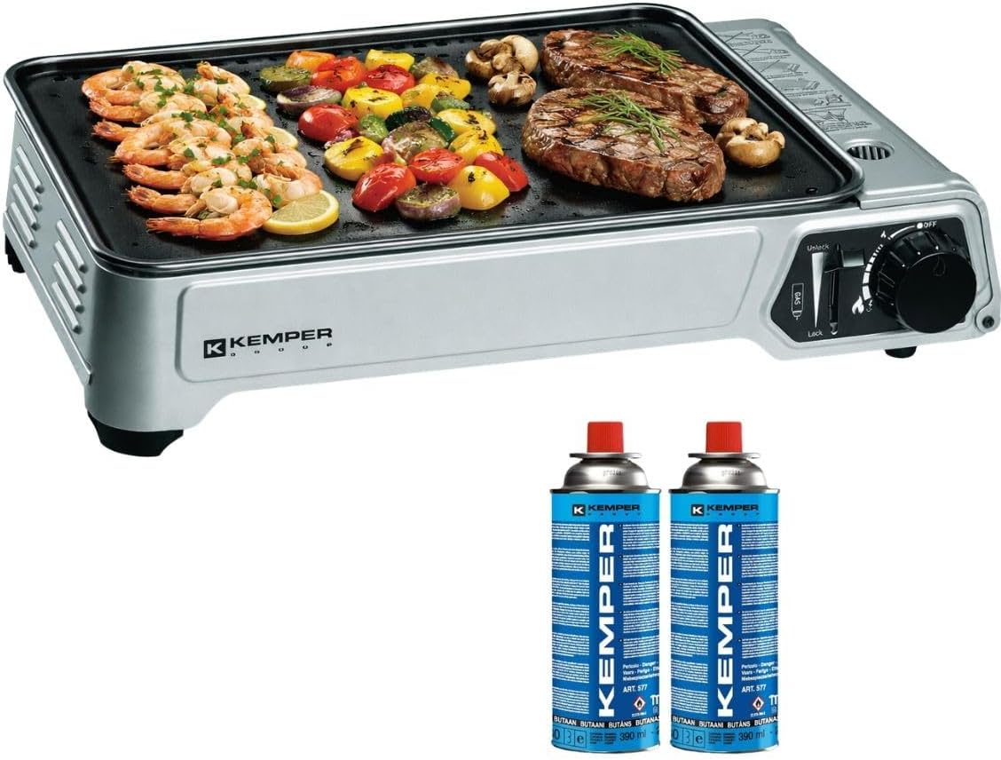 PlanchasCity in Germany Kemper, 2300 W, 34 x 25 cm – 150 g, Szary, Płyta gazowa, przenośny – dotykowy, kemping, piec gazowy