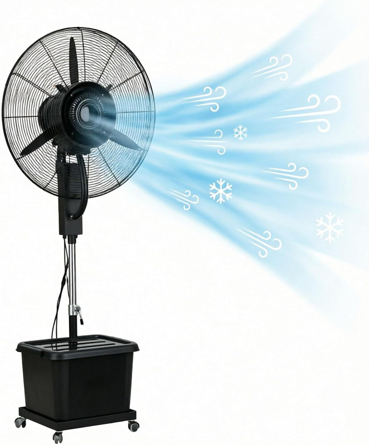 Klimatyzator Lsoiup – 200 cm, 42 l, 220 V, Biały – Ø 71 cm, plener, 3 prędkości, oscylacja – Wentylator Mgła stopy z 42 l wodą