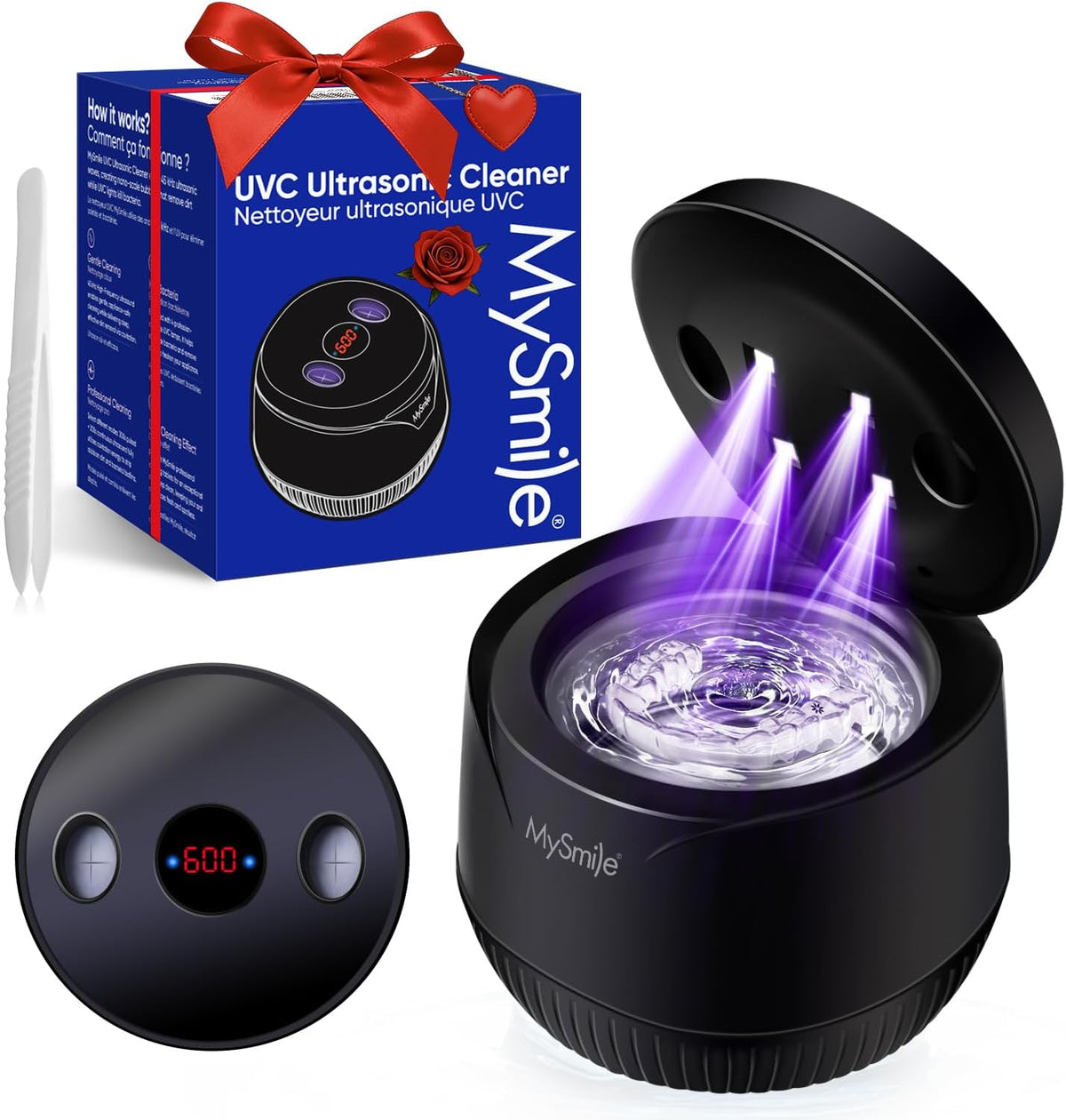 Czyszczarki MySmile – MS100, 200 ml, 45 dB, Szary – automatyczne wyłączanie, MS100 UV- C lampy germicydowe, Czyściciel, przenośny