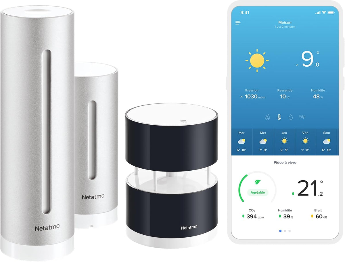Anomometry Netatmo – NWA01-WW, 100 m, 35 dB, Czarny – Wi-Fi, praca bezprzewodowa, NWA01-WW Station, Wsparcie – bezprzewodowa stacja meteorologiczna