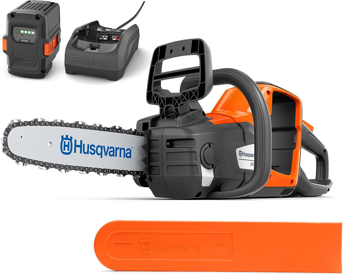 Husqvarna Piły łańcuchowe, 36 V, 20 m, 3,7 kg – Pomarańczowy/Czarny, praca bezprzewodowa, Pilarka akumulatorowa 225i z akumulatorem 36 V i ładowarką
