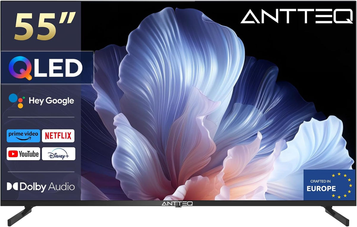 Telewizor Smart TV Antteq, Q55, 55 cali – Czarny, Bluetooth, Wi-Fi, telewizor – Inteligentny, E- class, Q55- AGU1.Q1 2.4, 4K UHD
